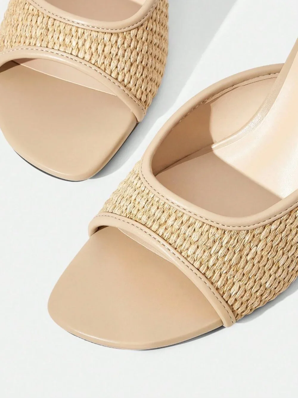 Apricot Funky Women's Peep Toe Woven Half-Heel Sandals